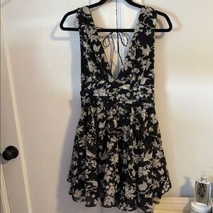 Abercrombie Elegant Black and White Floral Mini Dress